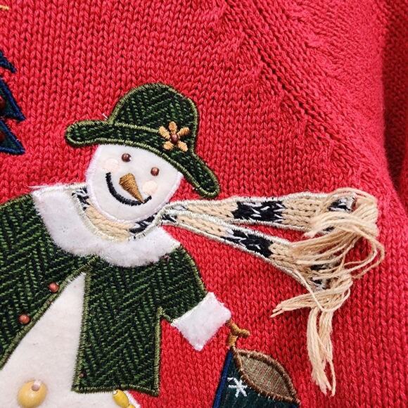 Tiara International snowman applique full zip sweater woman's size large - Picture 8 of 9